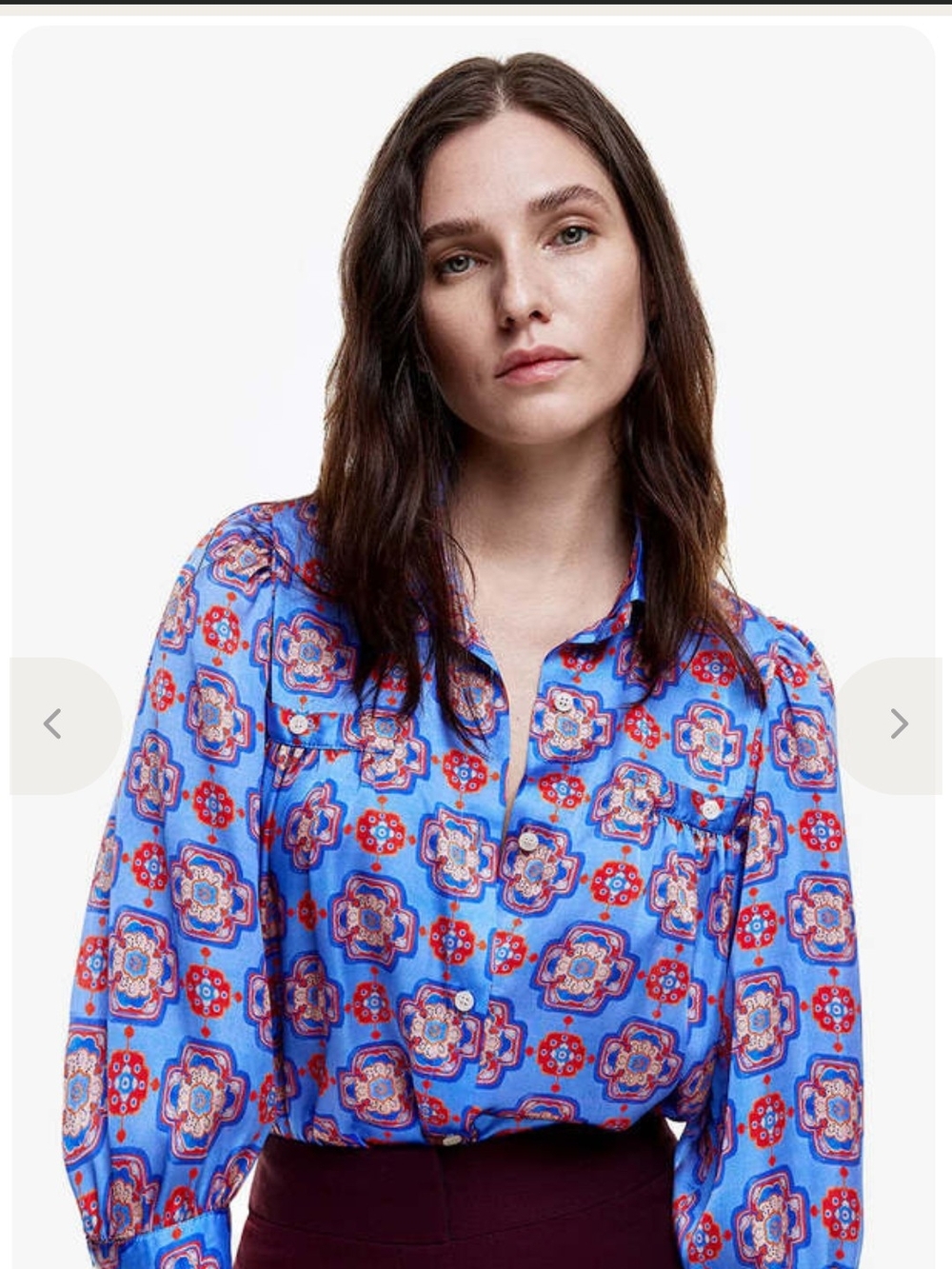 Smythe Shirred Pocket Blouse in Iris Medallion Size Small